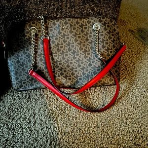 DKNY tote bag brown and tan very clean